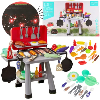 Produktbild von Barbecue-Grill für Kinder mit Deckel und Zubehör – XL-Gartenspielzeug mit Sound und Licht, 56-teilig