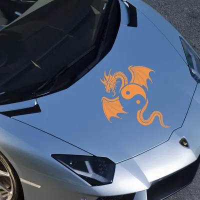 Produktbild von Aufkleber - Autoaufkleber "Yin Yang Drache" 50cm x 40cm orange - Tuning Carystyling Heckscheibe Auto