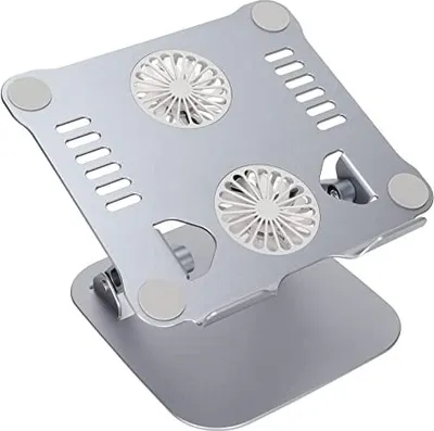 Produktbild von Topiky tragbarer Laptop -Standschisch, 2 Lüfter, faltbare einstellbare Kühlung 10 17,3 Zoll Laptops, Aluminiumlegierung (Silber)