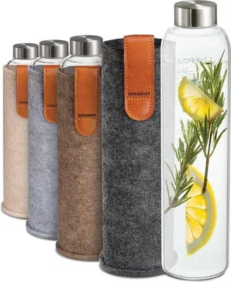 Image de Bouteille d'eau Famanu de 750 ml avec housse en feutre – Lavable au lave-vaisselle, étanche, sans BPA