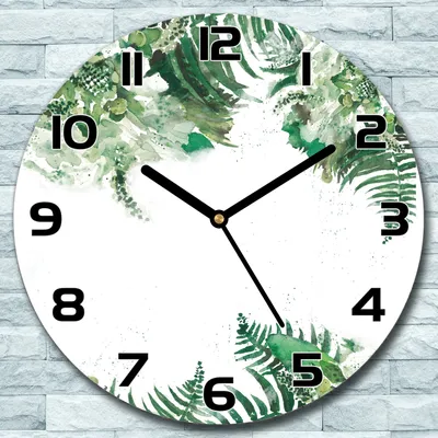 Produktbild von Wanduhr aus Glas Rund fi 30 Grüne Blätter Quarz Deko Wohnzimmer Büro
