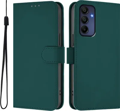 Produktbild von Hülle für Samsung Galaxy A16 - Phonesta Soft Skin Book Wallet Klapphülle mit Kordel - Dunkelgrün