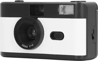Immagine prodotto di macchina fotografica a pellicola da 35 mm riutilizzabile, leggera e vintage, con obiettivo da 28 mm f/8 e velocità dell'otturatore di 1/120 s in bianco e nero