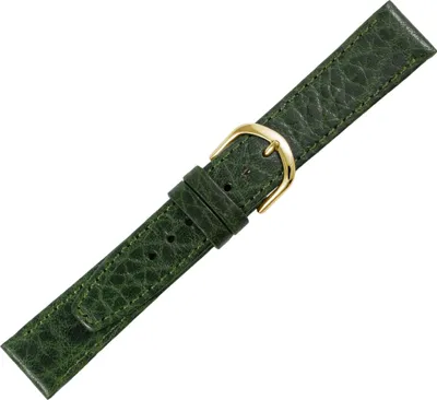 Produktbild von Minott Uhrenarmband Kalbsleder genarbt grün Elefantenprägung > Verlauf, Stegbreite:16mm, Schließe:Gelbgolden