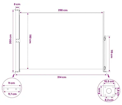 Imagen del producto de vidaXL, toldo lateral extensible, 200x314 cm, color negro