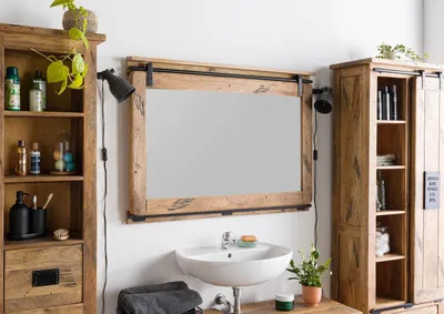 Produktbild von MASSIVMOEBEL24Spiegel Mango 114x6x80 natur lackiert RAILWAY #178