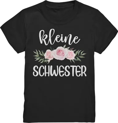 Produktbild von Kleine Schwester T-Shirt Rosen Kleine Schwester Geschenk – Black / 98/104 (3-4)