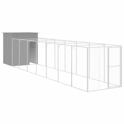 Obrázok produktu pre vidaXL Domček pre psa s výbehom Svetlo šedá 165x863x181 cm Pozinkovaná oceľ