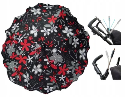 Produktbild von Skyline Sonnenschirm Kinderwagen schwarz-rot rund UV50