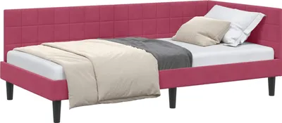 Immagine prodotto di vidaXL Struttura letto ad angolo con testiera rosso vino 90 cm x 200 cm in velluto