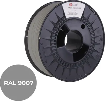 Imagen del producto de Filamento C-TECH PREMIUM LINE, PLA, color gris aluminio, RAL9007, 1,75 mm, 1 kg