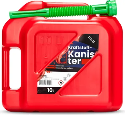 Produktbild von DQ-PP Kraftstoffkanister mit flexiblem Ausgießer | 10 Liter | Rot | Benzinkanister Reservekanister | UN-Zulassung Dieselkanister