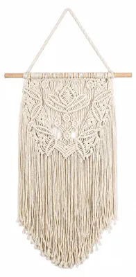 Makramee Wandbehang, Baumwolle, handgefertigt, Fransen, 36x65 cm