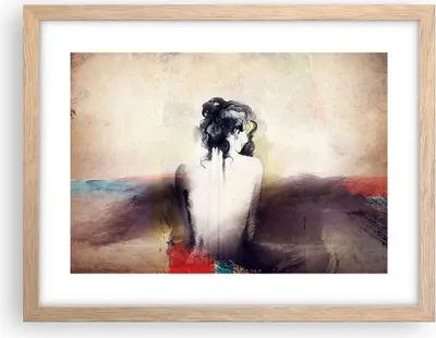 Produktbild von Gerahmtes Poster - Rahmen in heller Eiche - Frau handeln nackt - 40x30 cm - Wand Bild - Wanddeko - Wandbilder - Wandposter - Bilderrahmen - Bilder - Kunstdruck - Wandbild - P2NAA40x30-3657