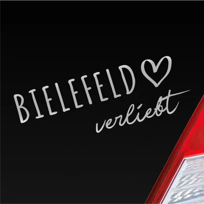 Produktbild von Auto Aufkleber Bielefeld verliebt Herz Stadt Heimat Liebe Car 19x7 cm Silber Sticker Heckscheibenaufkleber