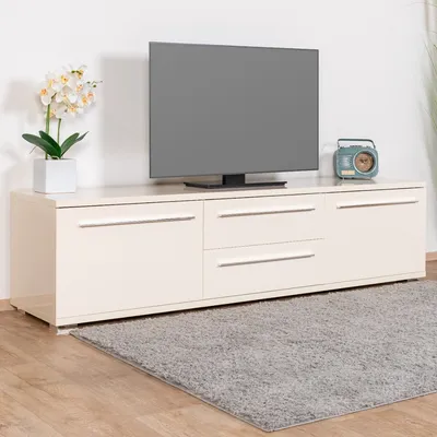 Produktbild von TV-Unterschrank Garim 34, Farbe: Beige Hochglanz - 46 x 180 x 45 cm (H x B x T)