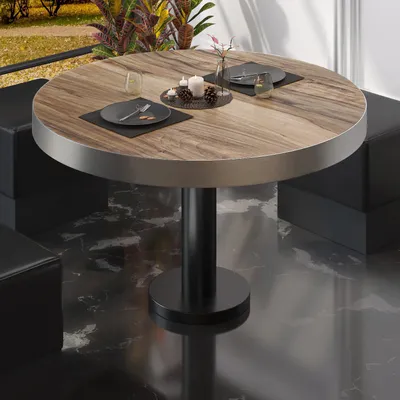 Produktbild von BML | Bistro Loungetisch | Ø:H 80 x 41 cm | Sheesham / Schwarz | Bistro Loungetisch Gastro Tisch