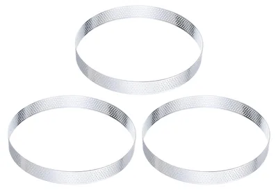 3 Edelstahl-Tortentinge 17 cm, perforiert, zum Backen und Formen