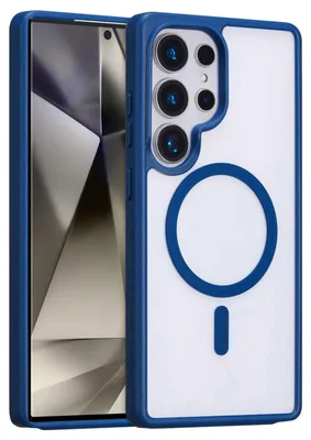 Obrázek produktu pro Magnetický kryt pro Samsung Galaxy S24 Ultra, kompatibilní s MagSafe, průhledné nárazuvzdorné pouzdro, ochranný zadní kryt Modrá