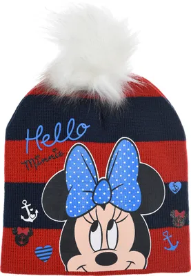 Produktbild von Minnie Mouse Baby Mädchen Winter-Mütze Bommelmütze       , Farbe:Rot, Größe:48