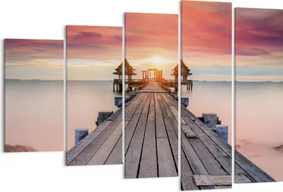 Produktbild von Bild auf Leinwand - Leinwandbild - 5 Teile - Brücke Holz Spaziergang - 150x100cm - Wand Bild - Wanddeko - Wandbilder - Leinwanddruck - Bilder - Wanddekoration - Leinwand bilder - EG150x100-4916