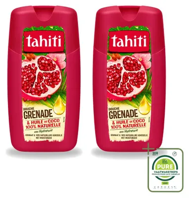 Zdjęcie produktu dla 2 opakowania żelu pod prysznic Tahiti, granat i olej kokosowy - nawilżający - 250 ml - opakowanie zbiorcze - 2 sztuki