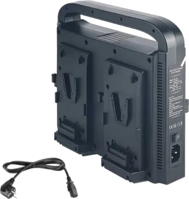 Produktbild von Trade-Shop 4-Kanal-Ladegerät inkl. Netzkabel für 14,4V/14,8V V-Mount V-Lock Li-Ion Akku Batterie wie Sony BP-95WS BP-150WS / 16,5V Gleichstromausgang