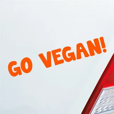 Produktbild von Auto Aufkleber Go Vegan Werde Veganer  Tierliebe Love Car 19x3 cm Orange Sticker Heckscheibenaufkleber