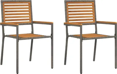 Image de vidaXL Chaises de jardin empilables 2 pcs Marron et Gris