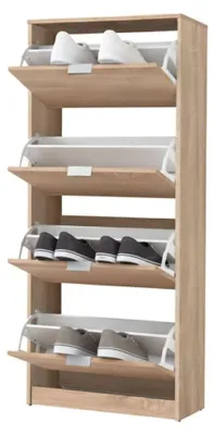 Produktbild von Dmora Schuhschrank Santina 67x28x156h cm Eiche Braun, 8 Regale 4 Türen