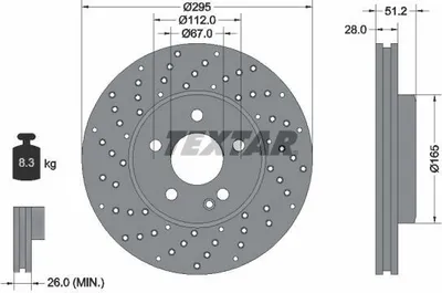 Produktbild von 2x TEXTAR Bremsscheibe 92257505 passend für MERCEDES-BENZ A-Klasse (W176) 51 2mm