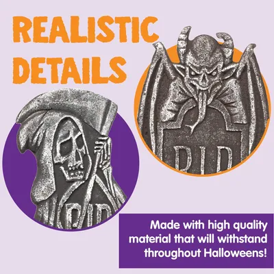 Image de Omgoods - Coffret de 5 pierres tombales en mousse sur le thème d'Halloween, avec des pieds