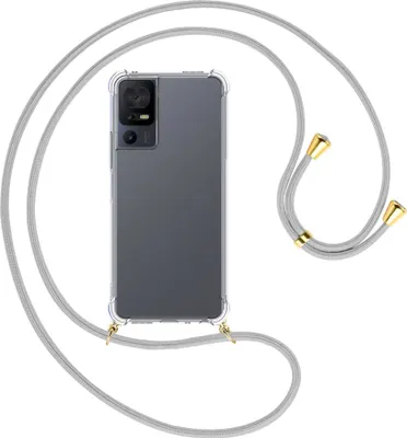 Produktbild von Handykette Backcover-Schutzhülle mit Band (Metall goldfarben) für TCL 40 SE (6.75'') - silbergrau