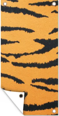 Produktbild von MuchoWow® 80x160 cm Outdoor-Poster Gartendeko Sichtschutz Garten Poster für den Garten  Tigerdruck - Braun - Orange