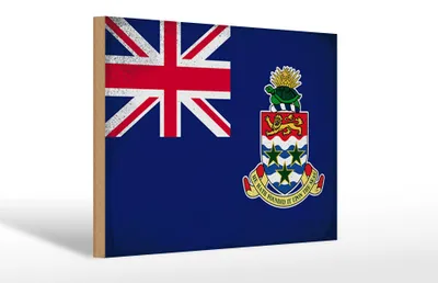 Produktbild von Holzschild Flagge Cayman Islands 30x20cm Flag Vintage