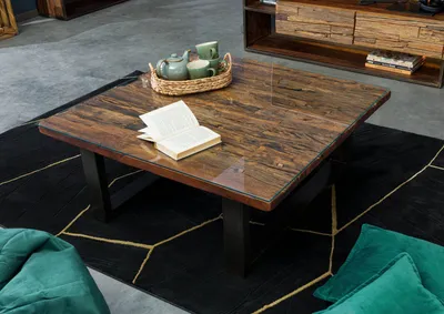 Produktbild von MASSIVMOEBEL24 Couchtisch Altholz 100x100x42 braun lackiert SEVILLA #28