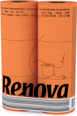 Produktbild von RENOVA Oranges Toilettenpapier - ORANGE in Folie 6 Rollen