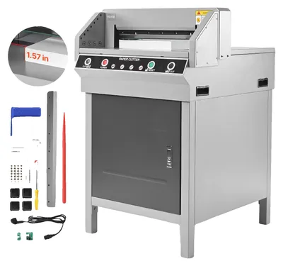 Produktbild von VEVOR Elektrischer Papierschneider, Metall-Hydraulischer Papierschneider, 660 mm Schnittbreite, 100 mm Schnittdicke, Großformatiger Elektrischer Guillotine-Trimmer mit Infrarotfunktion und Ersatzklinge, 40 mm, 450 mm