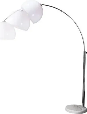 Produktbild von cagü: Design Bogenlampe LUXX Weiß mit Marmorfuß Weiß mit externem Dimmer 175-205cm Höhe verstellbar Designklassiker