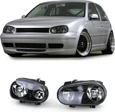 Produktbild von Klarglas Scheinwerfer Schwarz mit Nebelscheiwerfer Links + Rechts für VW Golf
