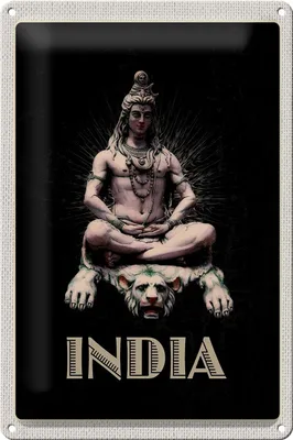 Produktbild von Blechschild Reise 20x30cm Indien Gott Buddhismus Löwe Meditieren