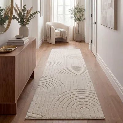 Produktbild von TT Home Wohnzimmer Teppich Schlafzimmer Hochflor Skandinavisches Design Unifarben Geometrisch Boho Style Modern Waschbar Größe 80x150 cm