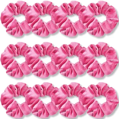 Productafbeelding van Haarbandjes van fluweel, roze, dikke haarbanden, 12 stuks