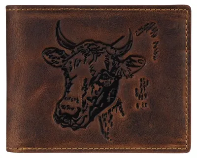 Zdjęcie produktu dla Męski skórzany portfel brązowy VINTAGE z motywem KUH 1705-COW-25
