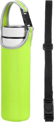 Produktbild von Neopren Wasserflaschenhalter, isoliert, 450-600 ml, mit Schulterriemen, grün, für Sportflaschen
