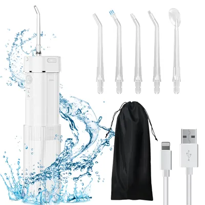 Produktbild von 🦷HDeye Tragbarer Reise Mundduschen, IPX7 wasserdicht, 190ml faltbarer Tank mit 6 Düsen🦷