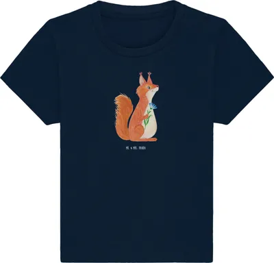 Produktbild von Mr. & Mrs. Panda  T-Shirt Eichhörnchen Blume 12. - 18. Monat - French Navy - Geschenk, Motivation Sprüche, Babyshirt, Spaß, Organic Baby Shirt, Top, Lustige, Eichhorn