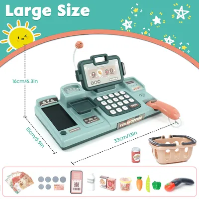 Produktbild von Kinderkasse Spielzeug 3 Jahre, mit Scanner und Ton, Rollenspiel