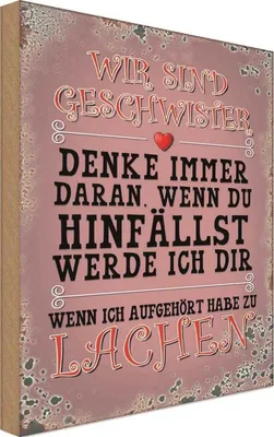 Produktbild von vianmo Holzschild 18x12 cm wir Geschwister denke immer Dekoration