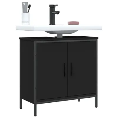 Produktbild von Waschbeckenunterschrank Schwarz 60x30x60 cm Holzwerkstoff 842446